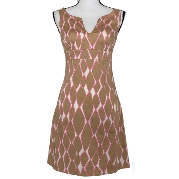 Trina Turk Mod Print Sleeveless Empire Mini Sheath Dress Size 2 - Picture 1 of 12